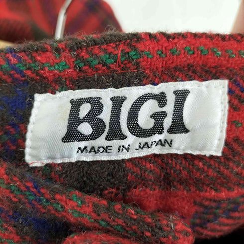 ビギ BIGI 80S ウール100 チェック柄 タックテーパードパンツ レディース